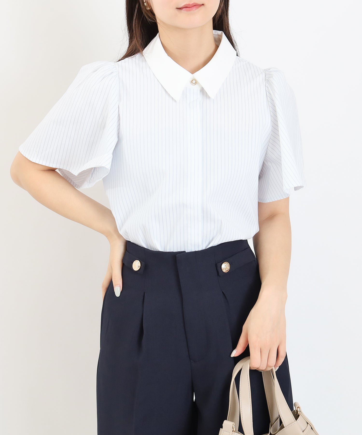 ホワイト×ブルー   model:160cm   着用サイズ：M