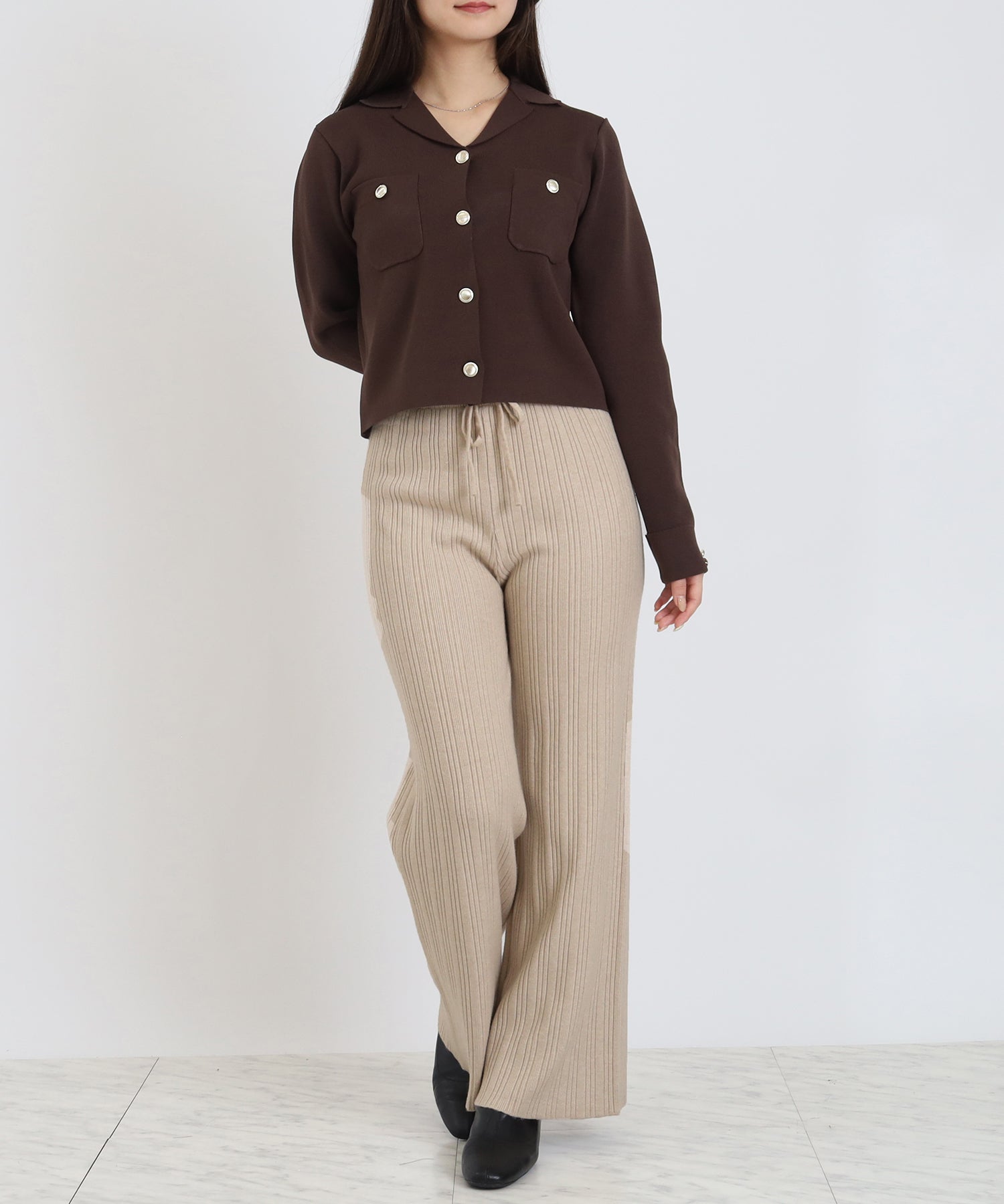 ベージュ model:160cm  着用サイズ：M