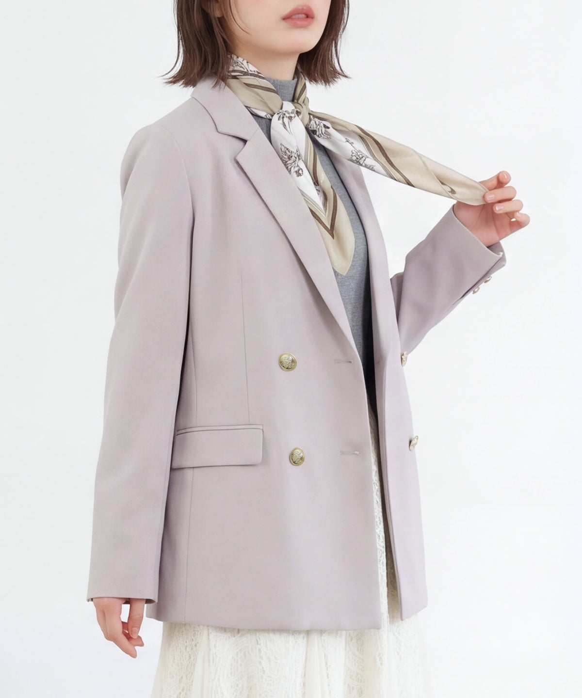 グレージュ(AI画像)　model：160　着用サイズ：M