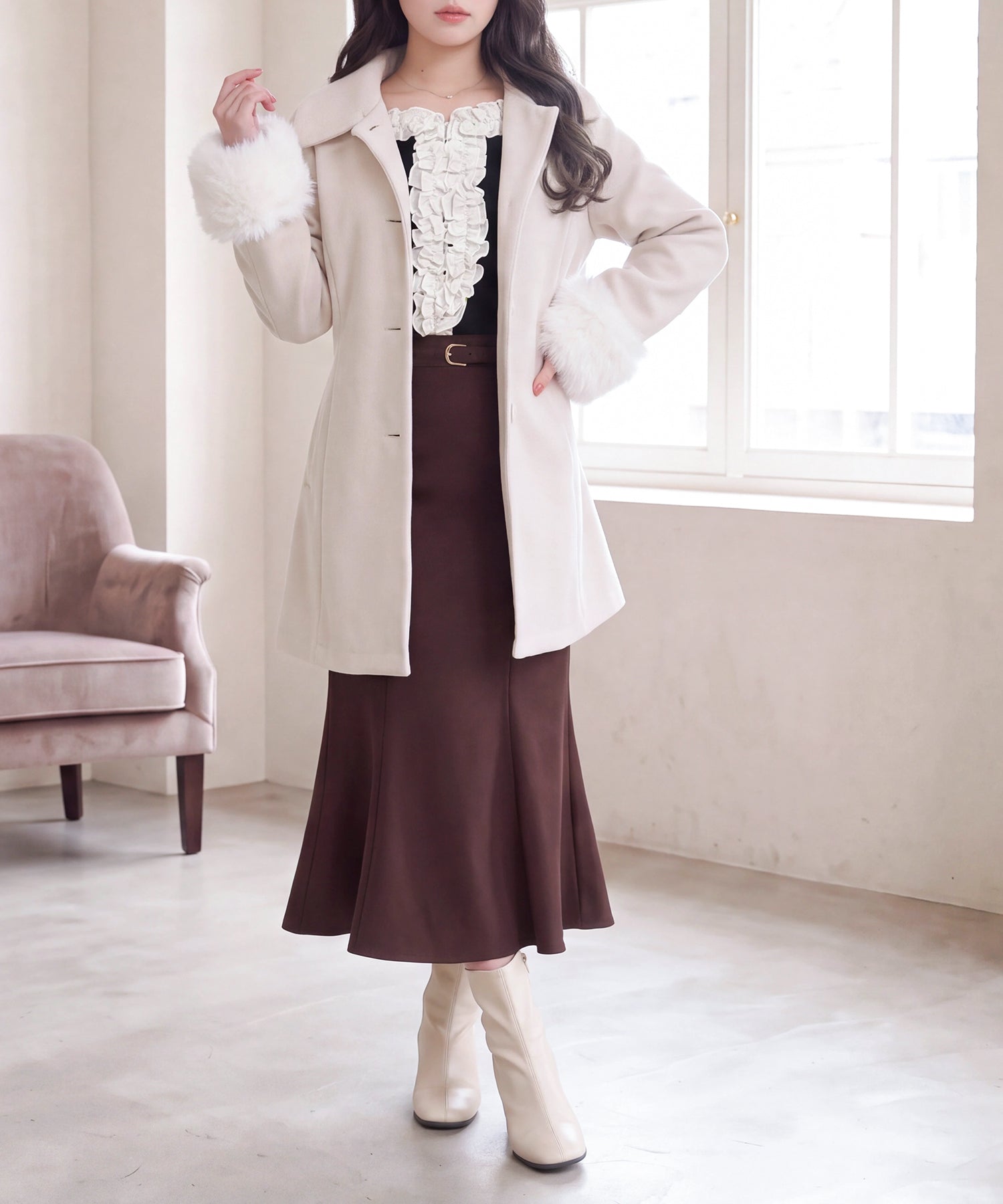 アイボリー(AI画像)　model：160　着用サイズ：M