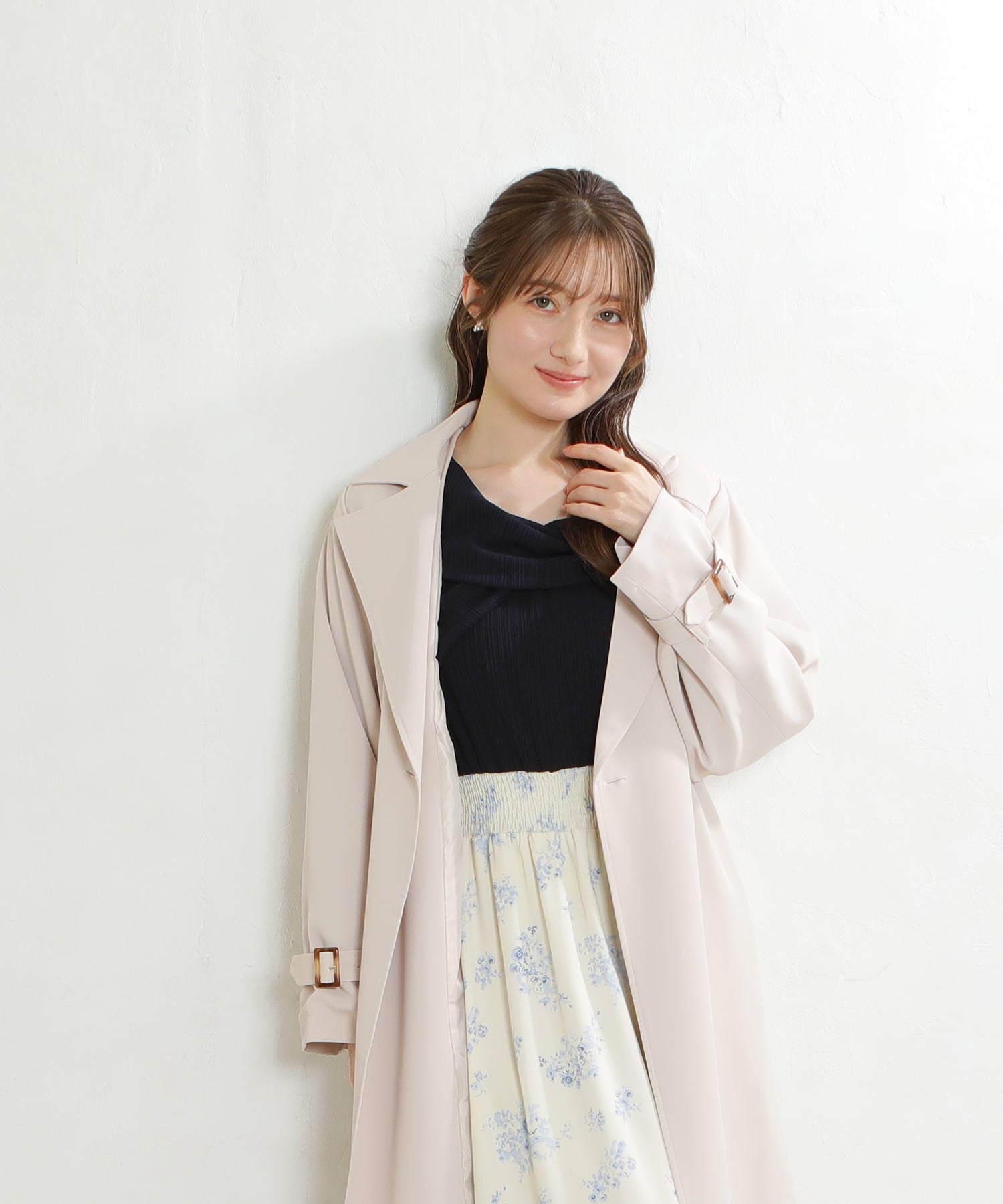 ピンクベージュ　model：163　着用サイズ：M